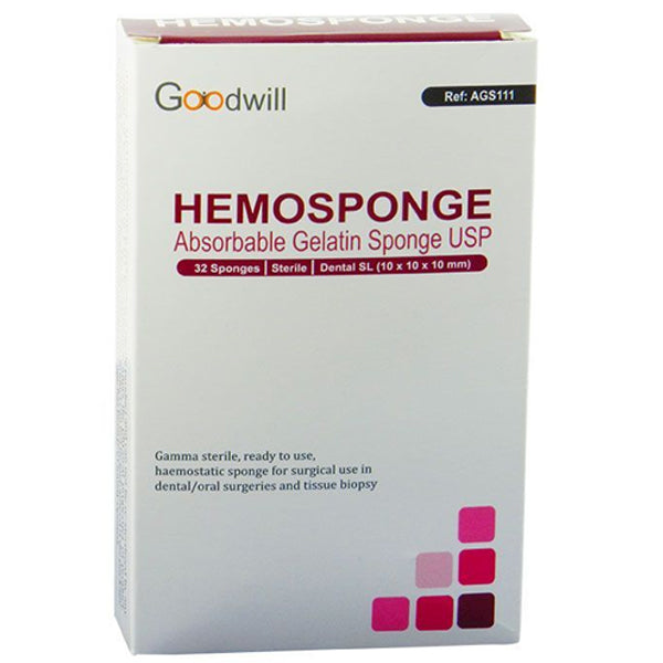 Goodwill Hemosponge 10x10x10 MM Absorbable Gelatin Sponge 32/pk - GL111 (Pack of 2)