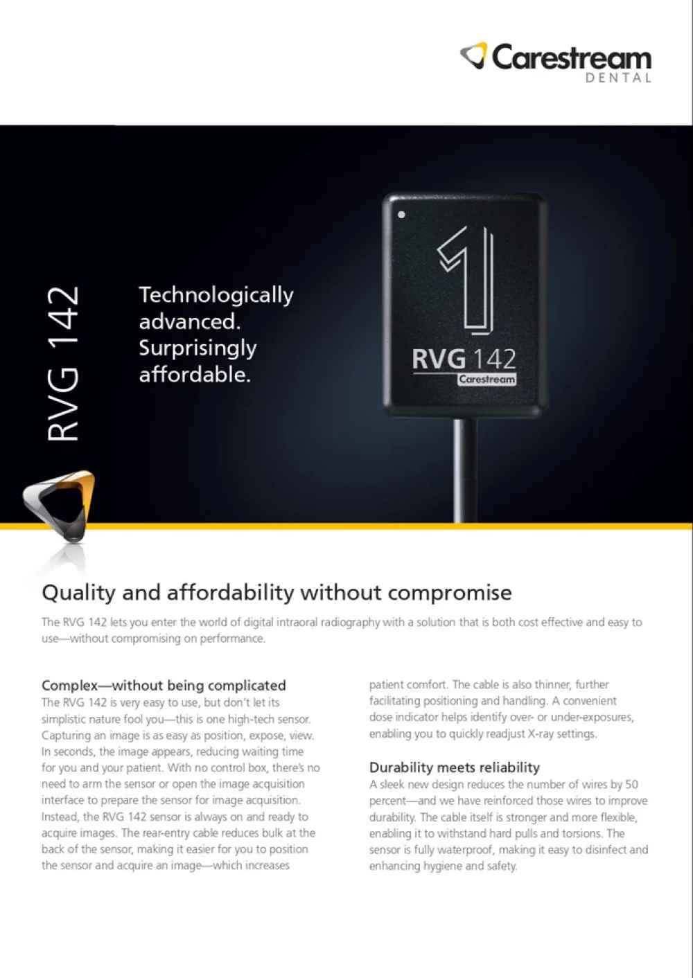 Carestream Kodak RVG 142 Digital Imaging Sensor for Dental Size 1